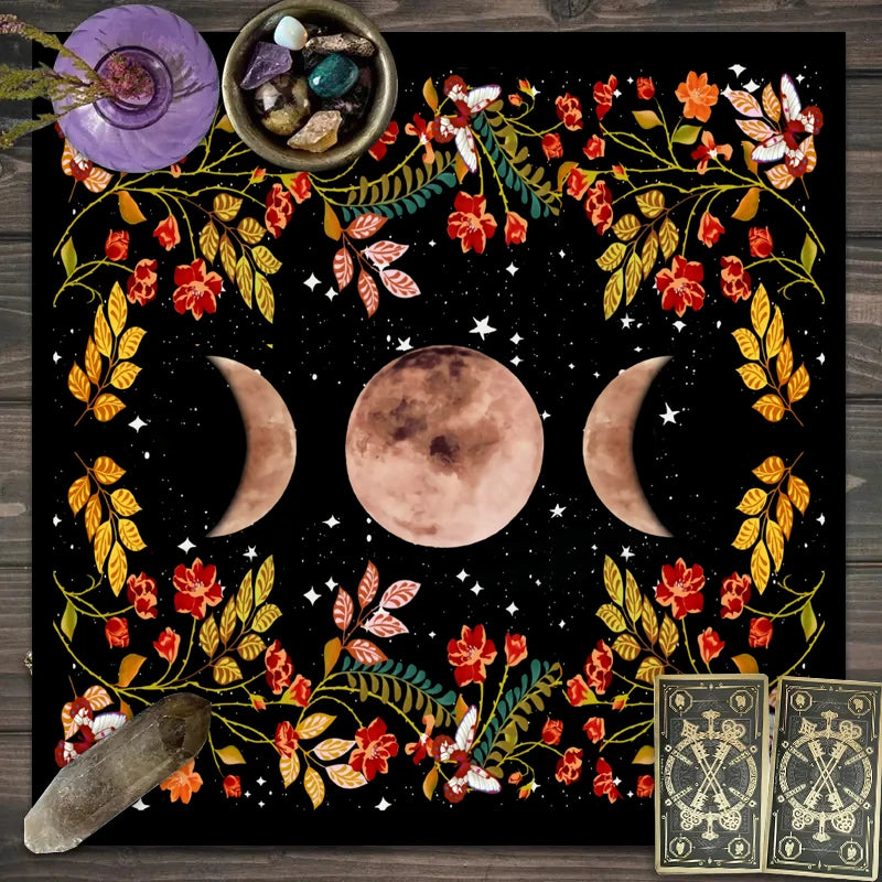 Tapis de Tarot Fleur de Lune – Nappe d'Autel Astrologie