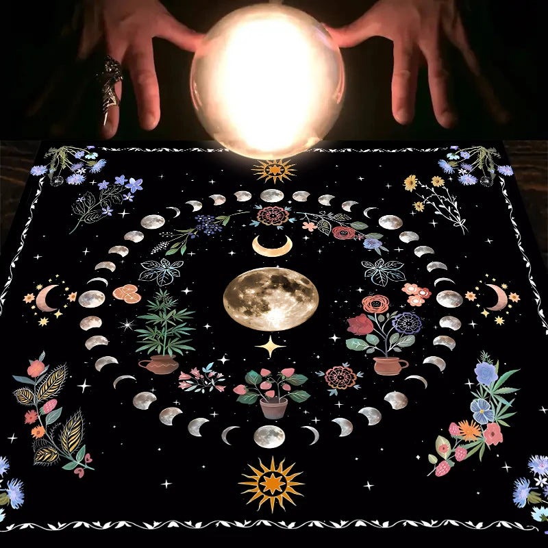 Tapis de Tarot Fleur de Lune – Nappe d'Autel Astrologie