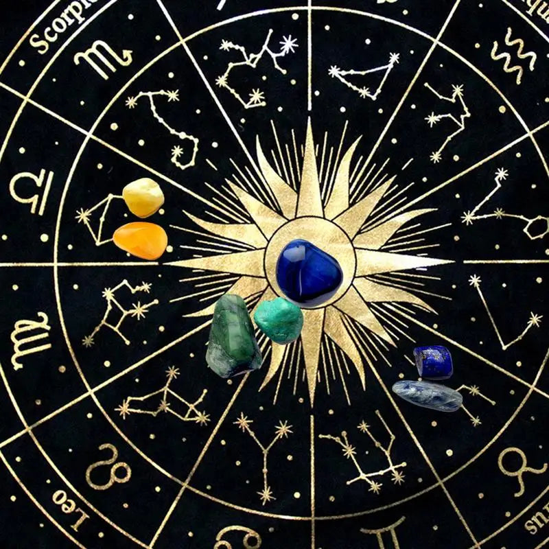 Nappe de Tarot en Velours – Pentagramme doré & Autel de sorcière