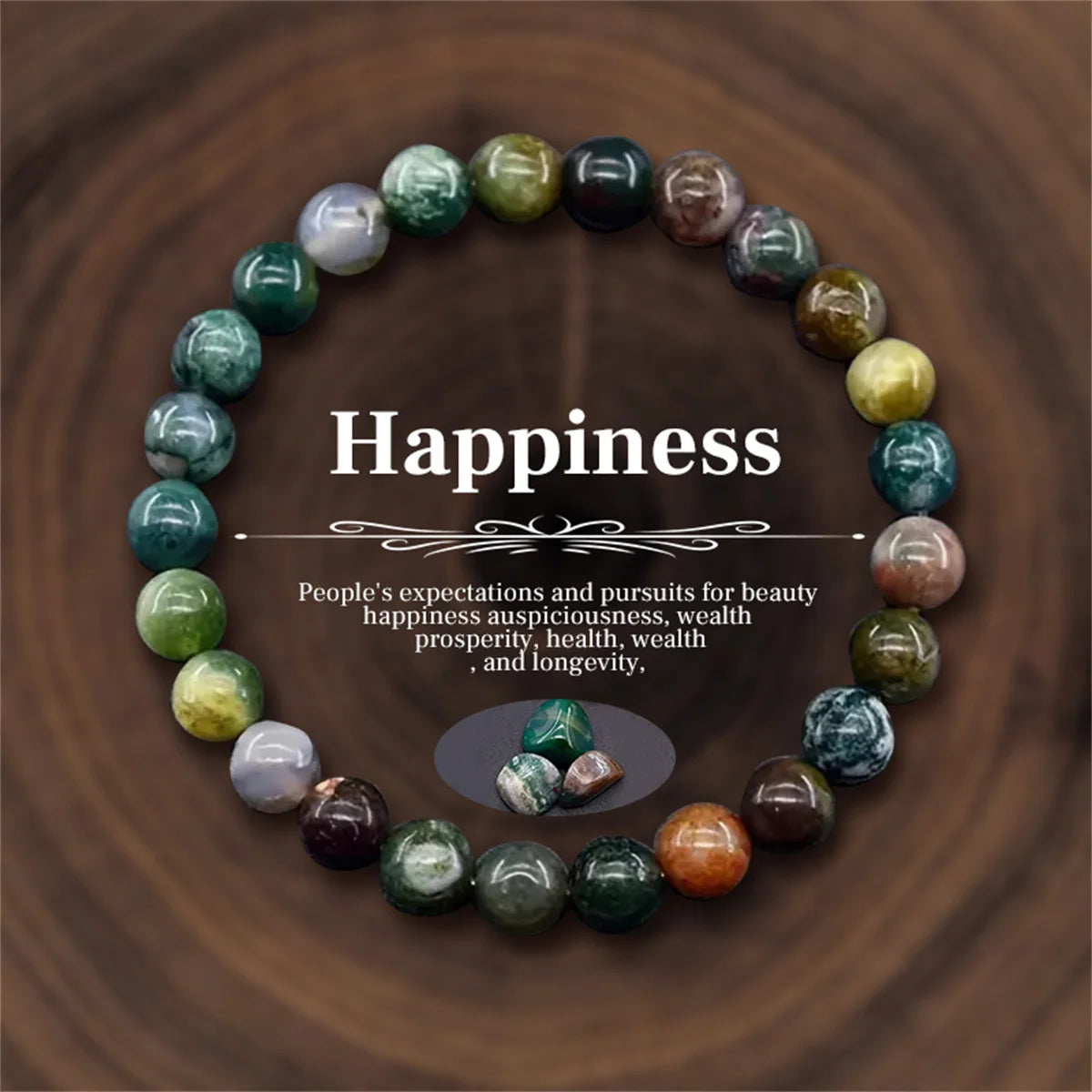 Bracelet en Perles de Pierre Naturelle 8mm – Richesse, Amour & Protection