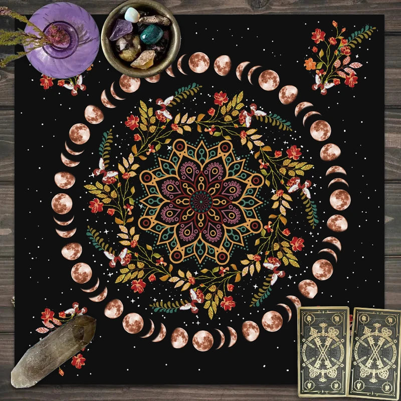 Tapis de Tarot Fleur de Lune – Nappe d'Autel Astrologie
