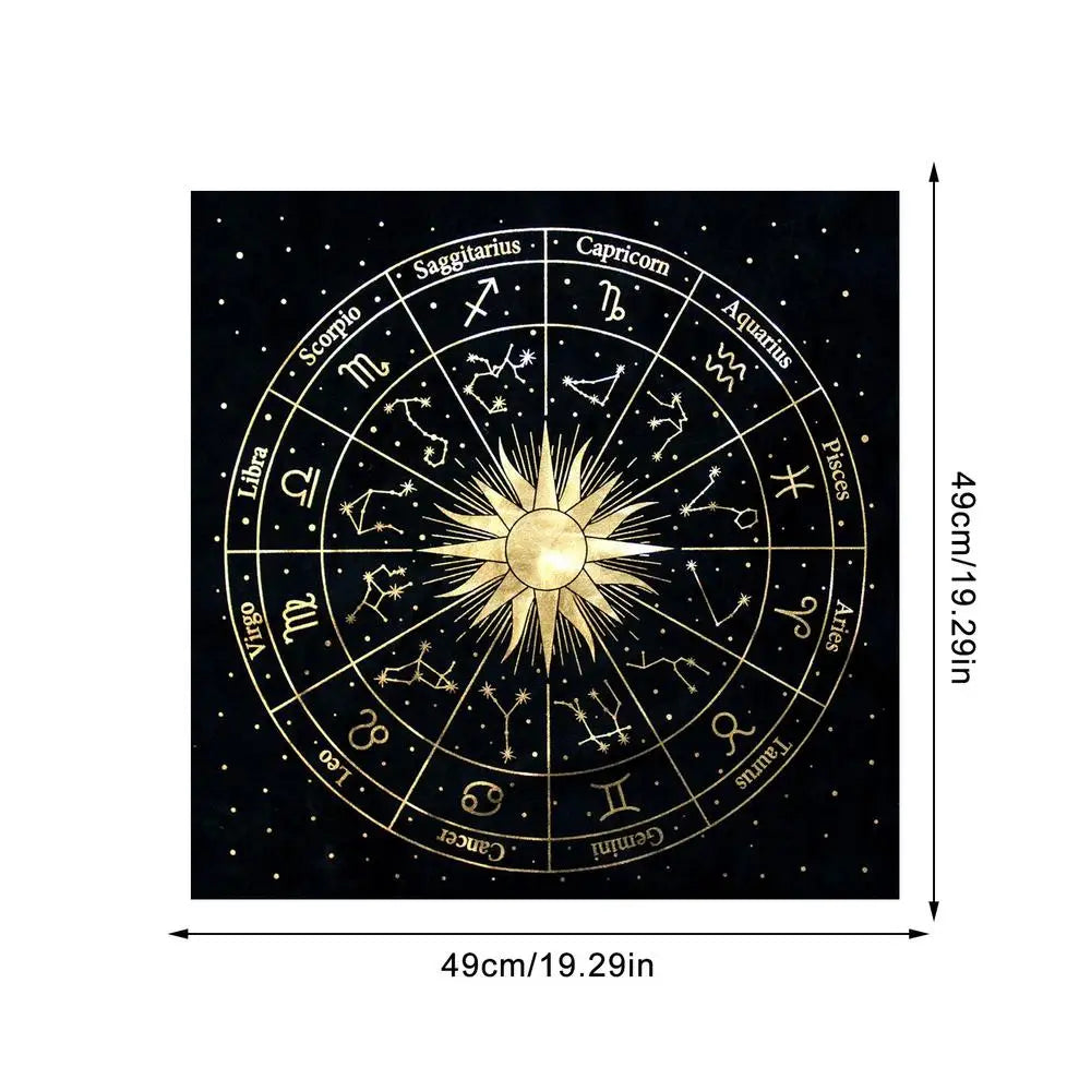 Nappe de Tarot en Velours – Pentagramme doré & Autel de sorcière