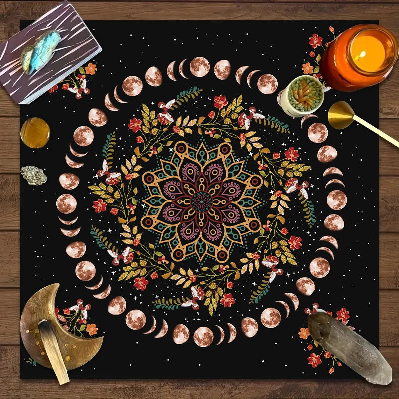 Tapis de Tarot Fleur de Lune – Nappe d'Autel Astrologie