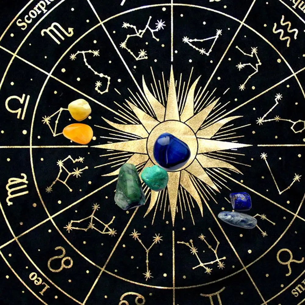Nappe de Tarot en Velours – Pentagramme doré & Autel de sorcière