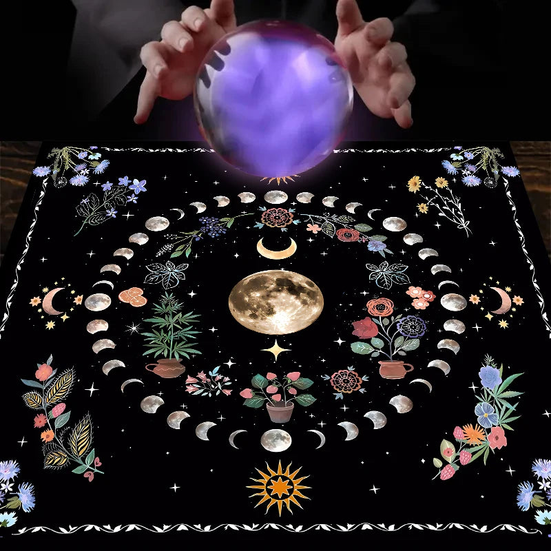 Tapis de Tarot Fleur de Lune – Nappe d'Autel Astrologie