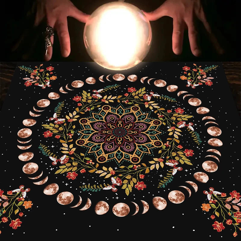 Tapis de Tarot Fleur de Lune – Nappe d'Autel Astrologie