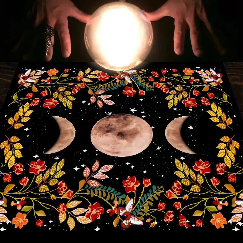 Tapis de Tarot Fleur de Lune – Nappe d'Autel Astrologie