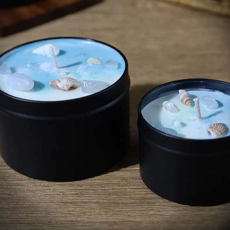 Lot de 2 Bougies Aromathérapie Cristaux & Fleurs – Boîte Étain
