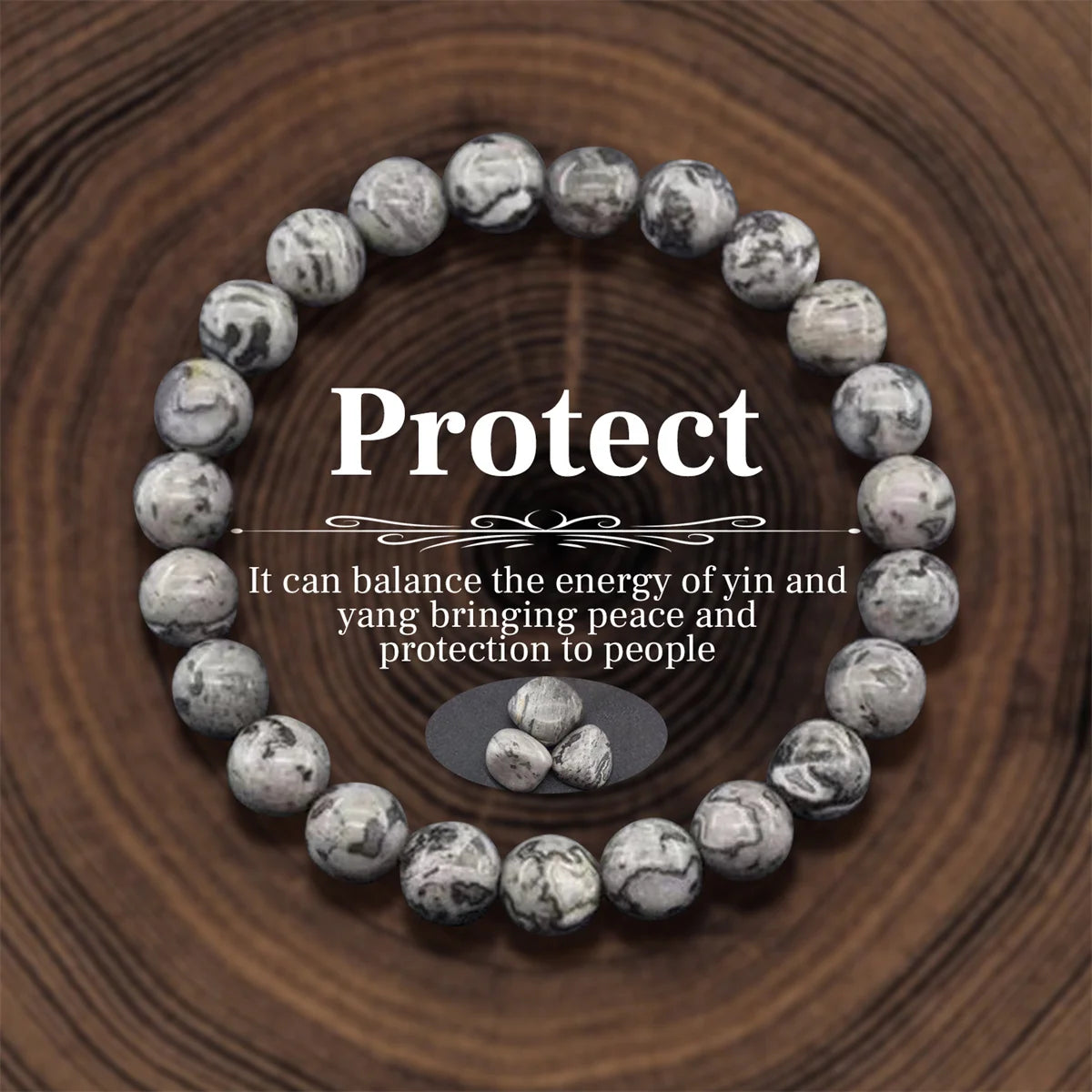 Bracelet en Perles de Pierre Naturelle 8mm – Richesse, Amour & Protection