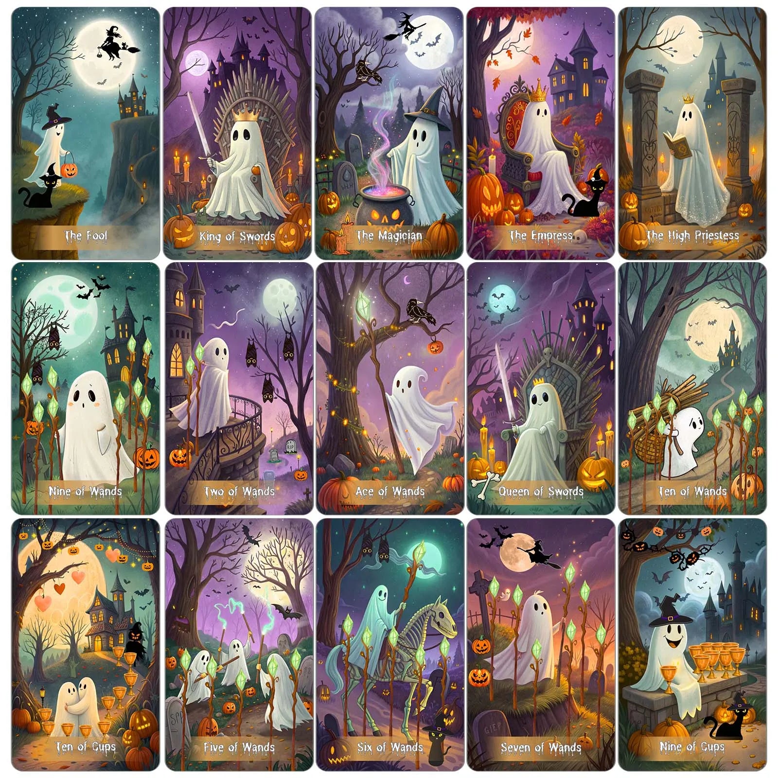 Jeu de Tarot Spooky Cute – 78 Cartes Kawaii & Divination pour Débutants